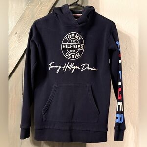 Tommy Hilfiger Navy Pullover Hoodie with Branded Sleeve